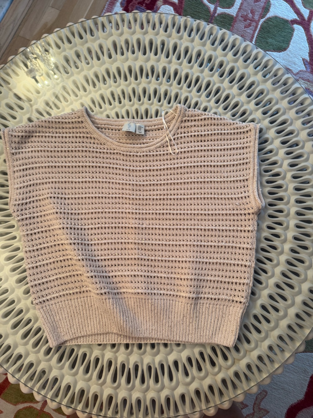 Joie Pale Blush Open-Knit Crew Sweater